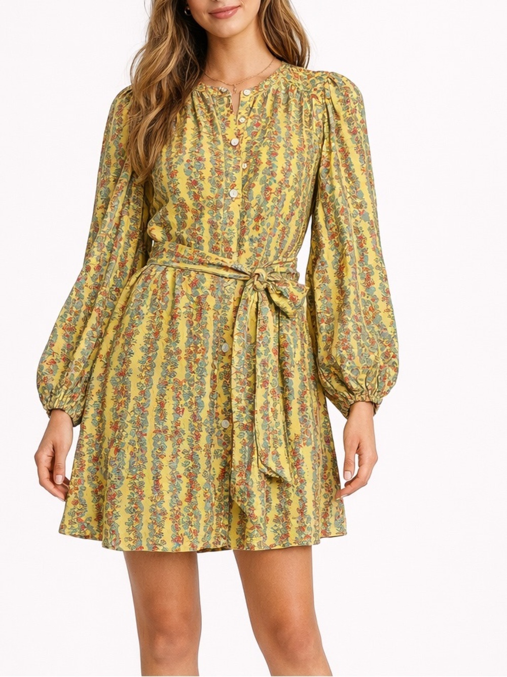 Roller Rabbit Rhoady Floral Stripe Silk Blend Mini Dress